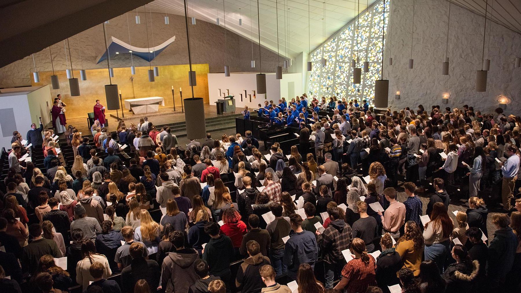 Students at Mass